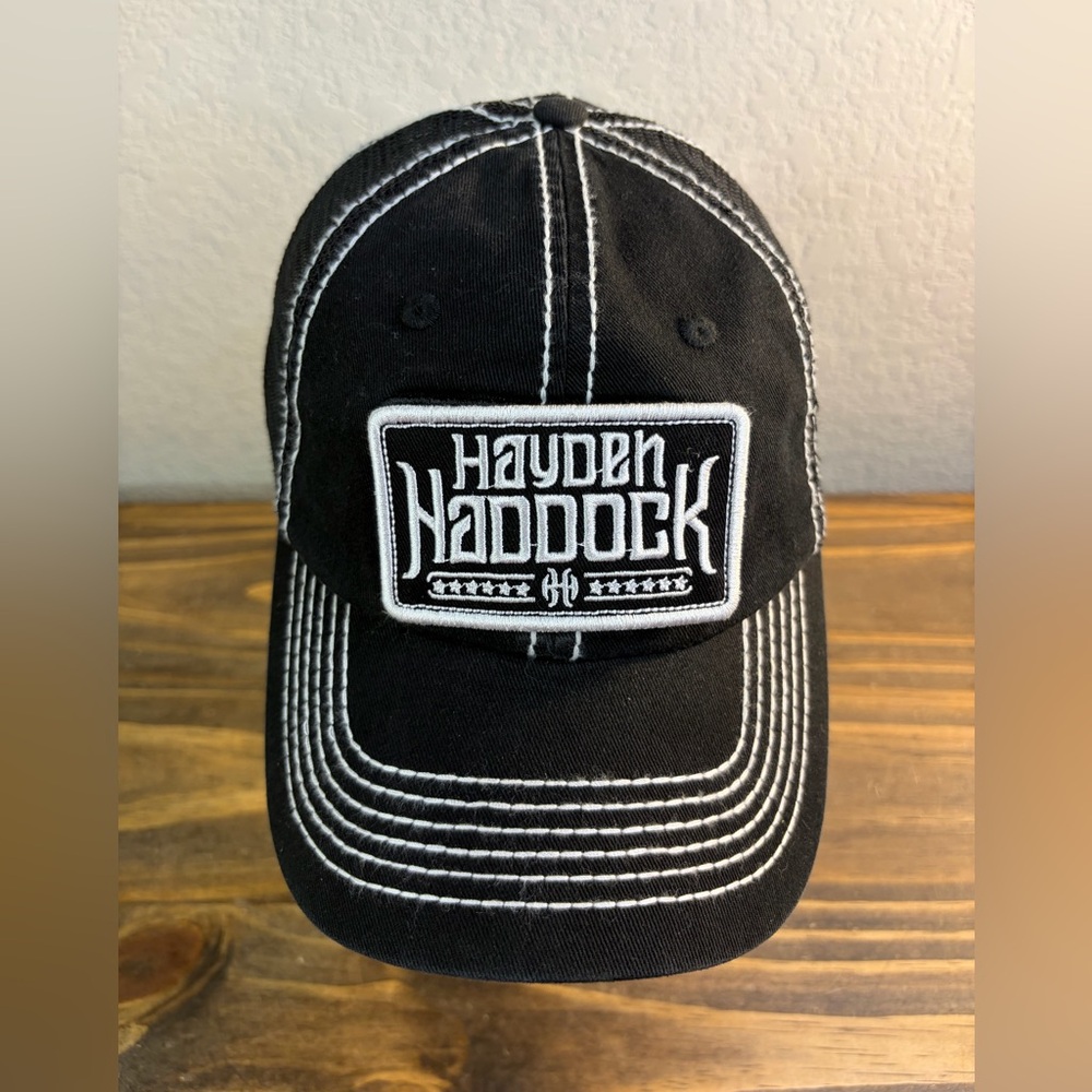 Hayden Haddock Black Mesh Trucker Adjustable Hat Cap Tx Country Music Singer EUC
